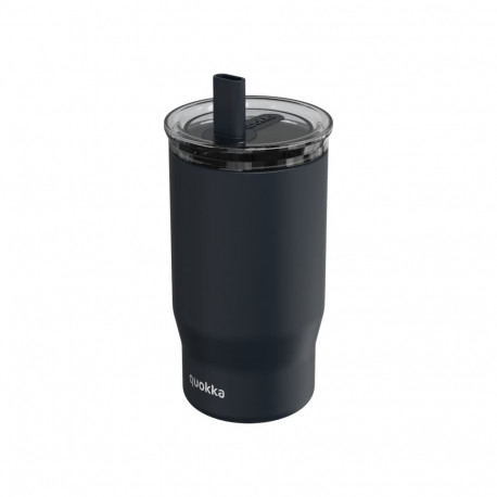 Quokka Mist - Kubek termiczny ze stali nierdzewnej 720 ml ze słomką (Black)