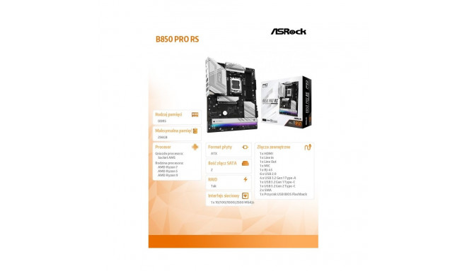 Motherboard B850 PRO RS AM5 4DDR5 ATX