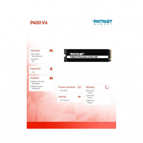 SSD 2TB P400 V4 6200/5200 MB/s M.2 PCIe Gen4 x4 NVMe 2.0