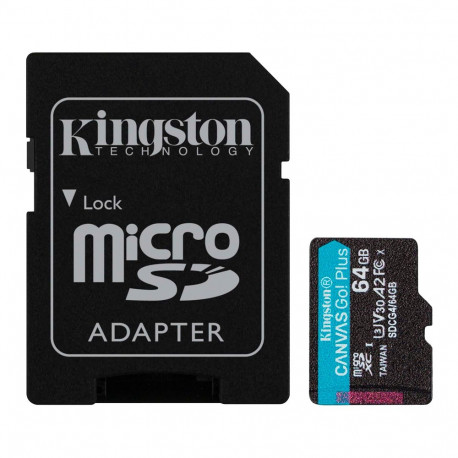 Kingston 64GB microSDXC Canvas Go Plus Gen4 200MB/s A2 U3 V30 Card + Adapter