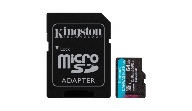 Kingston 64GB microSDXC Canvas Go Plus Gen4 200MB/s A2 U3 V30 Card + Adapter