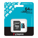 KINGSTON 64GB microSDXC Canvas Go Plus Gen4 200MB/s A2 U3 V30 Card + Adapter