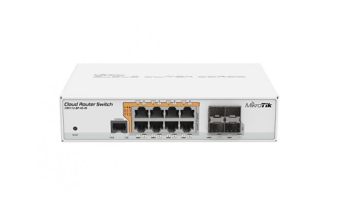 Switch|MIKROTIK|8x10Base-T / 100Base-TX / 1000Base-T|4xSFP|1xConsole|CRS112-8P-4S-IN