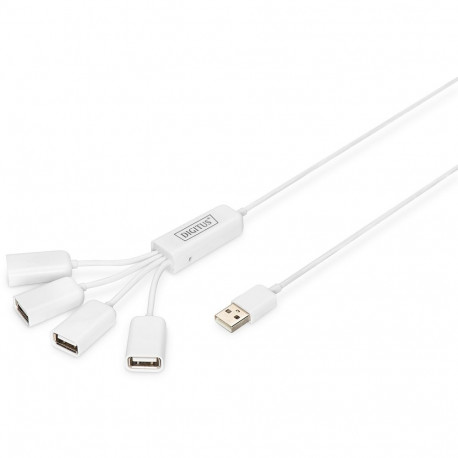 "DIGITUS USB-Hub 4-Port 2.0->4xA2.0 integr. Kabel weiß"