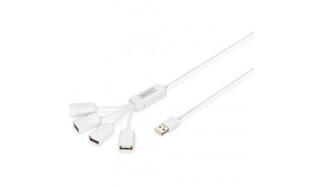 "DIGITUS USB-Hub 4-Port 2.0->4xA2.0 integr. Kabel weiß"