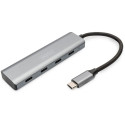 "DIGITUS USB-C-Hub 4-Port 3.1->4xC3.1 integr. Kabel silber"