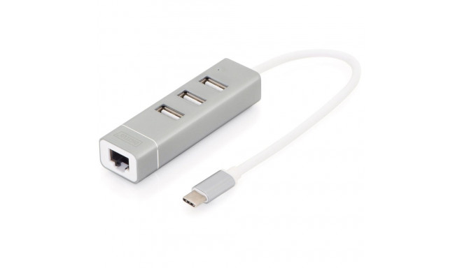 "Digitus USB-C HUB 4-Port 3xUSB 2.0; 1xGigabit LAN"