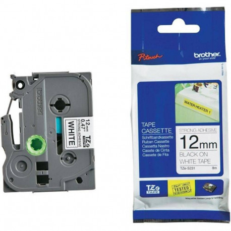 Tape Brother TZe-S231 12mm black/white strong adhesive tape