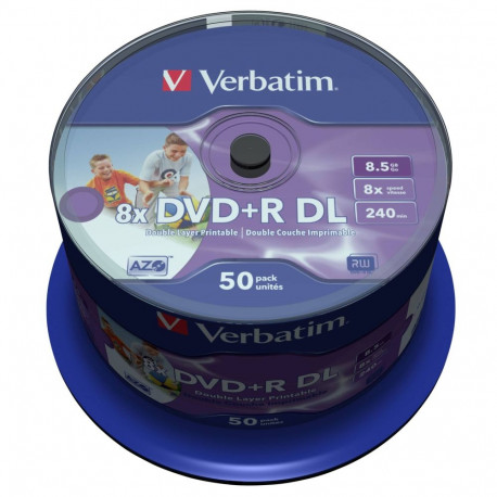 1x50 Verbatim DVD+R Double Layer 8x kiirus, 8,5GB laialt prinditav