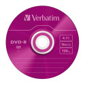 1x5 Verbatim DVD-R 4,7GB Värviline 16x Kiirus, Õhuke Karp