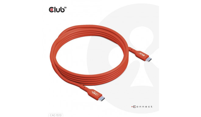 CLUB3D USB2 Type-C kahesuunaline USB-IF sertifitseeritud kaabel andmed 480Mb, PD 240W(48V/5A) EPR M/