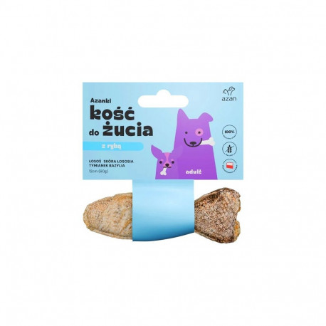 AZANKI Bone with salmon in salmon skin with thyme and basil in fish shape - treat for dogs - 12 cm