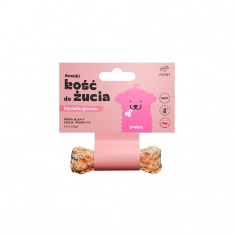 AZANKI Hypoallergenic bone made of deer skin with rabbit and probiotic Puppy - dog treat - 10 cm