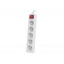 Power strip 3m, white, 5 sockets, with switch, cable made of solid copper