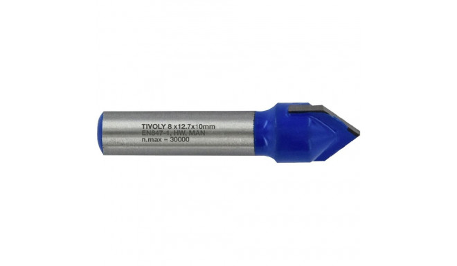 V veida rievu frēze 12,7 mm, 90°, 8 mm kāts