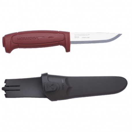 Morakniv Basic 511 Pussnuga– Punane Käepide, 2.0 mm Süsinikterasest Tera, Nupuga Tupp