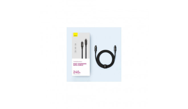 Baseus Type-C to Type-C Tungsten Gold Series Cable 480Mb/s, 240W, 2m, Black (CAWJ040101)