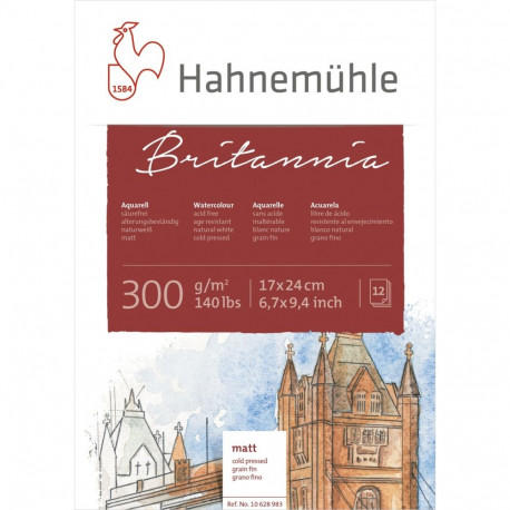 Hahnemühle Britannia Watercolour cold pressed 17x24cm 300g 12 sh.