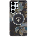 GUESS case for SAMSUNG S25 Ultra GUHMS25LHFLPEDK (Magnetic IML Metal Glitter Flowers Triangle) black