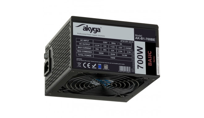 ATX toiteallikas 700W Akyga AK-B1-700BE BLACK EDITION P4+4 PCI-E 6 pin i 6+2 pin 5x SATA PPFC FAN