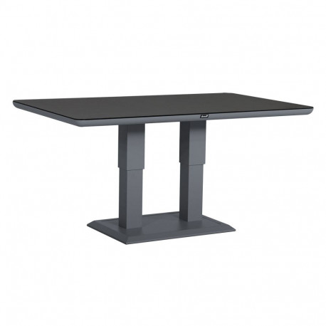 Laud TOMSON 150x90xH52-75cm, tumehall klaasplaadiga