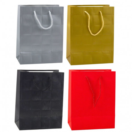Torba Prezentowa Kwadraty Strukturalne Elegancka 23 x 18 x 10 cm