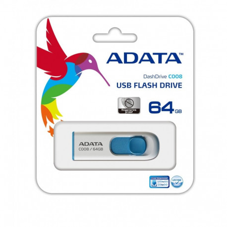 ADATA USB-mälupulk C008 64GB USB Type-A 2.0, sinine-valge