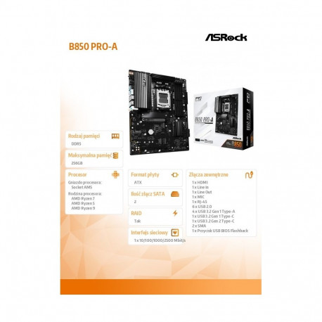 Motherboard B850 PRO-A AM5 4DDR5 ATX