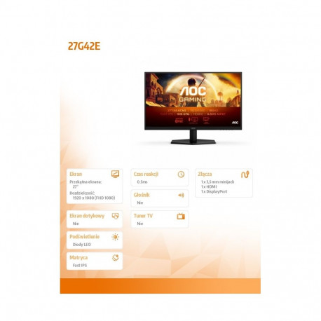 27G42E monitor 27-tolline 180Hz Fast IPS HDMI DP