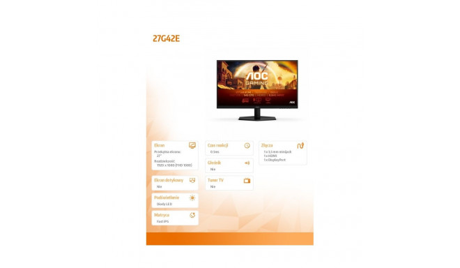 Monitor 27G42E 27 cali 180Hz Fast IPS HDMI DP