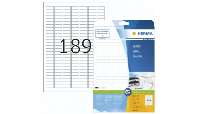 Herma sildid 25,4x10 25 lehte DIN A4 4725 tk 4333