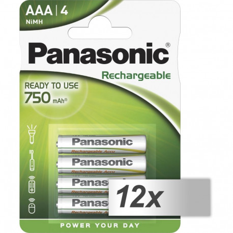 12x4 Panasonic Laetav NiMH Micro AAA 750 mAh Evolta