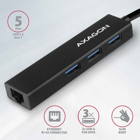 AXAGON SuperSpeed USB-A ja Gigabit LAN jaotur | HMA-GL3A