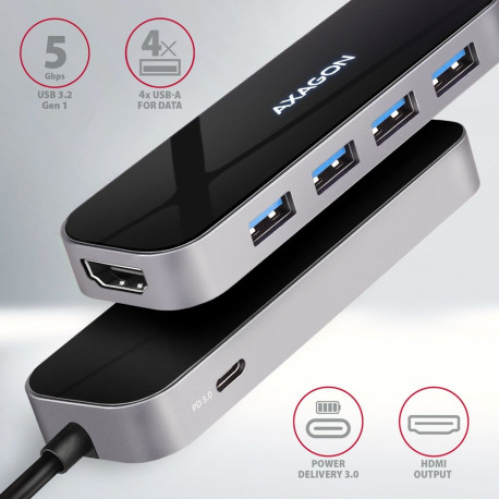 AXAGON SuperSpeed USB-C Combo 6in1 jaotur | HMC-6H4A