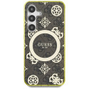 Case Guess 4G Background Gold Electroplated Peony Pattern MagSafe forSamsung Galaxy S25 brown