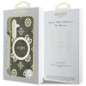 Case Guess 4G Background Gold Electroplated Peony Pattern MagSafe forSamsung Galaxy S25 brown