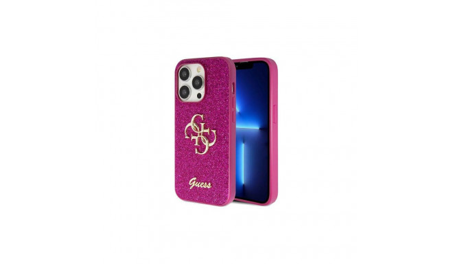 Guess GUHCP15XHG4SGU iPhone 15 Pro Max 6.7" purple hardcase Glitter Script Big 4G