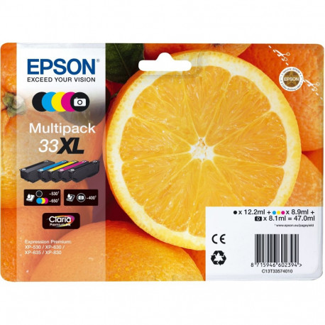 "Epson Tinte 33XL C13T33574011 5er Multipack (BKMCY/Schwarz Foto) bis zu 650 Seiten"