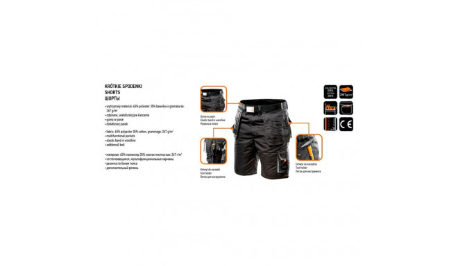 HD shorts, webbing strap, detachable pockets, size LD/54