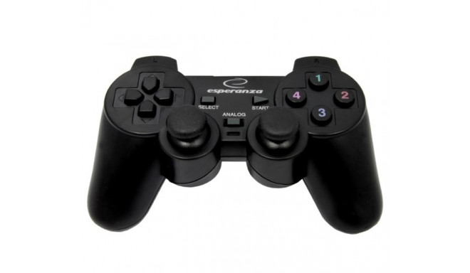 Esperanza EG102 must USB 2.0 mängupult analoog/digitaal PC, Playstation 3