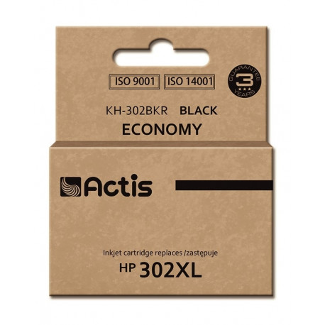 Actis KH-302BKR tindikassett (asendus HP 302XL F6U68AE; premium; 15 ml; must)