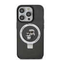 Karl Lagerfeld Ringstand Karl and Choupette MagSafe Case for iPhone 15 Pro Max Black