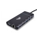 Aula OT-95117 8in1 USB-C HDMI 4K 30hz + VGA + USB3.0 x2 + PD + 1000M LAN + SD + 3.5mm Audio Jack