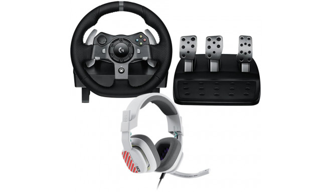 LOGITECH G920 Driving Force Racing Wheel + Astro A10 - WHITE