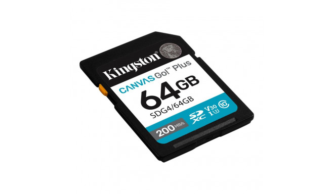 Kingston Canvas Go! Plus 64 GB SD mälukaart klass 10, UHS-I, U3, V30