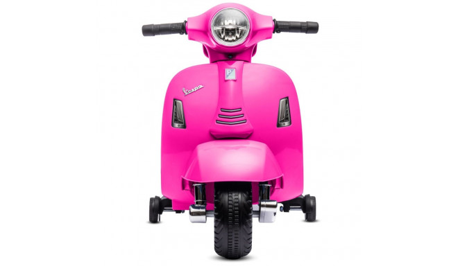 Jeździk akumulatorowy Scooter Vespa z siedzeniem z ekoskóry z przeszyciem i oparciem fuksja