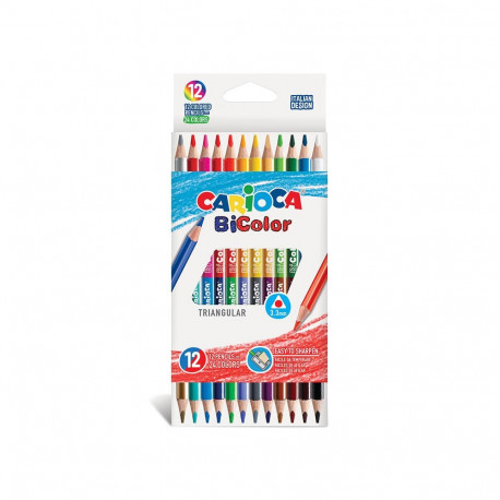 Värvipliiatsid CARIOCA Bi-Color, kolmnurksed, kahe otsaga, 12 tk