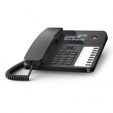 "GIGASET DESK 600 schwarz schnurgebundenes Tisch- und Wandtelefon LC-Display 7 Direktwahltasten Tele
