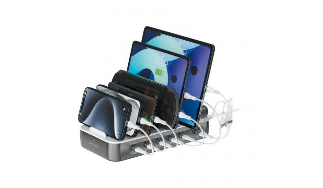 "4smarts Ladestation Team 100W 5C/1A inkl. 6 Kabel. spacegrau"