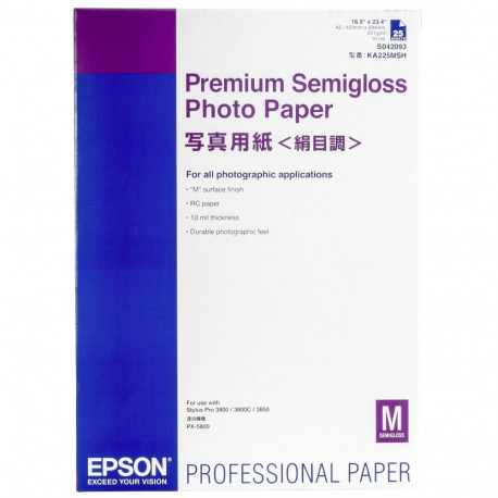 Epson Premium poolläikiv fotopaber A2, 25 lehte, 251g S042093